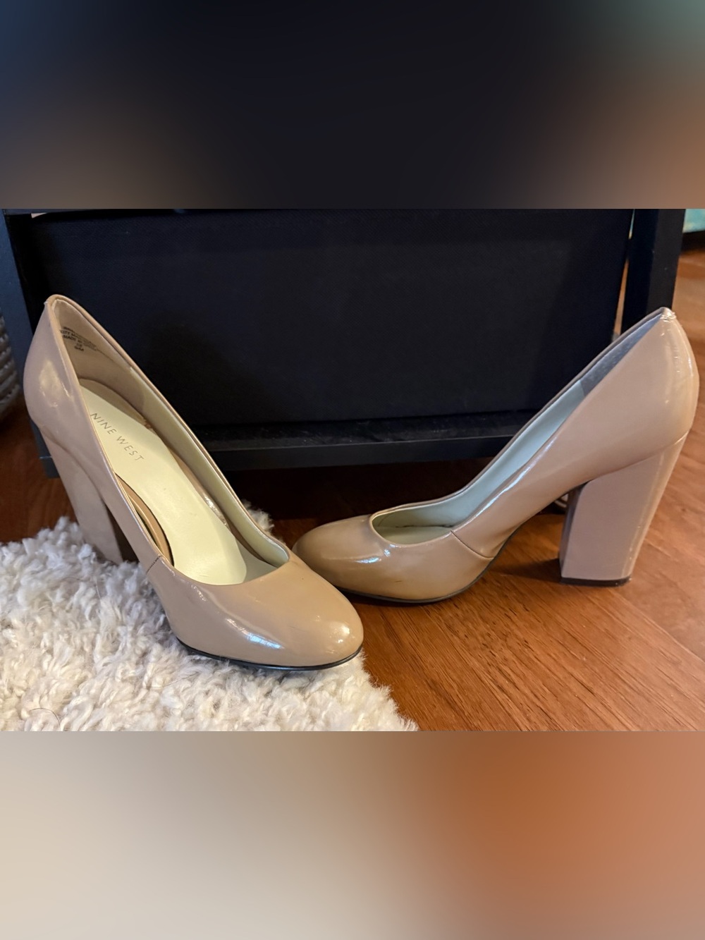 Nine West Blush Patent Block Heel Pumps